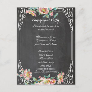 chalkboard, engagement party.ENGAGEMENT Invitation Postcard