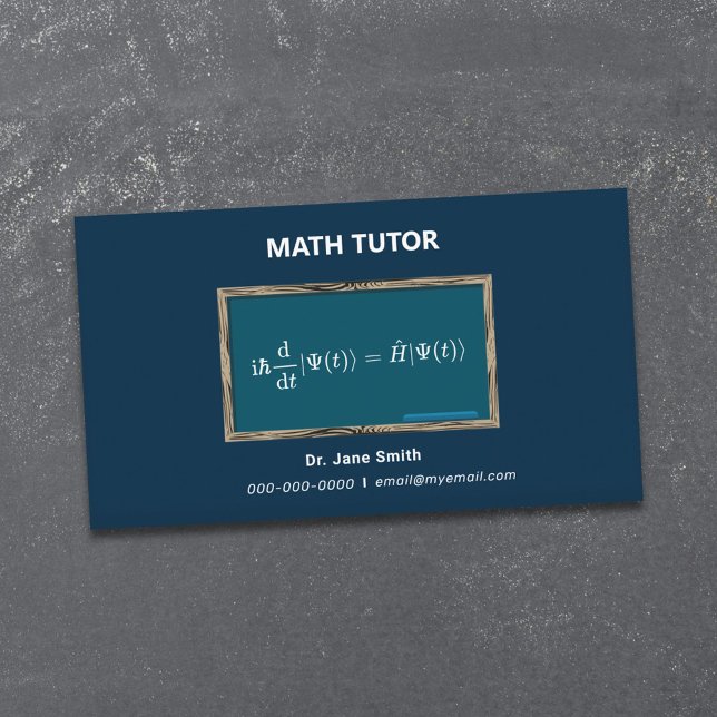 Chalkboard & Equation Math Tutor Dark Blue Business Card (Chalkboard & Equation Math Tutor Dark Blue Business Card)