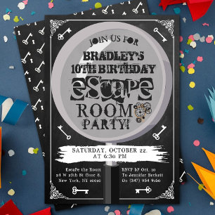 Chalkboard Escape Room Party Any Age Birthday Invitation