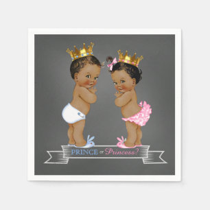 Chalkboard Ethnic Gender Reveal Prince Princess Napkin