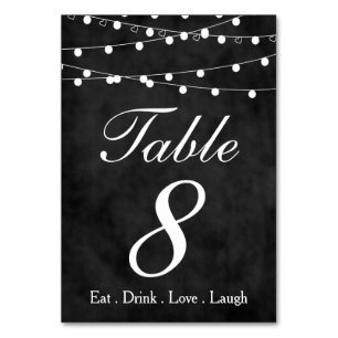 Chalkboard Fairy Lights & Hearts Party Table 8 Number