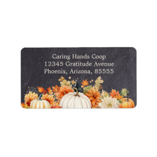 Chalkboard Fall Pumpkin Floral Friendsgiving Year Label