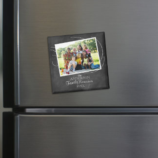 Chalkboard Family Reunion Typography Photo Favor Magnet