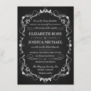 Chalkboard Fancy Typography Wedding Invitations