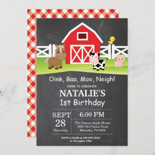 Chalkboard Farm Birthday Invitation Barnyard Party