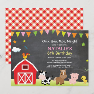 Chalkboard Farm Birthday Invitation Barnyard Party