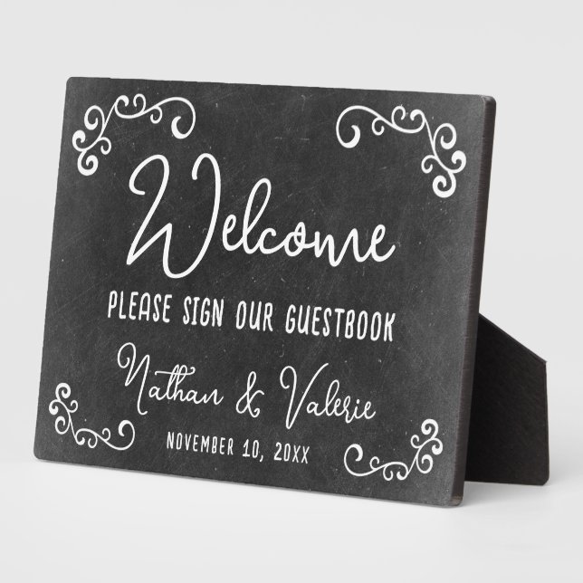 Chalkboard Farm Style Wedding Welcome Guestbook Plaque (Side)