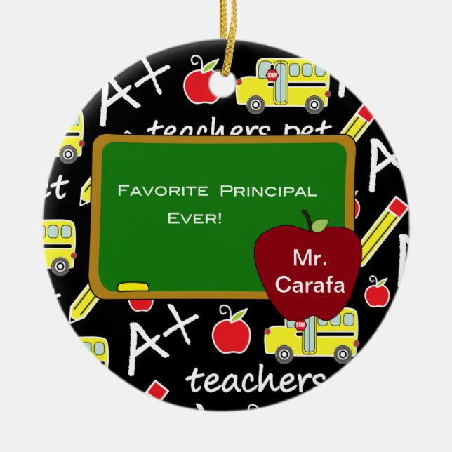 Chalkboard Favourite Principal Christmas Ornament (Front)