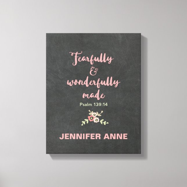 Chalkboard Fearfully and Wonderfully Made Canvas Print (Front)