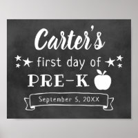 Chalkboard First Day of Pre-K School Sign
