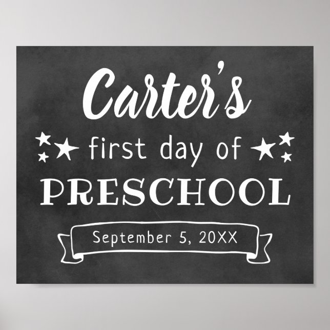 Chalkboard First Day of Preschool Sign (Front)