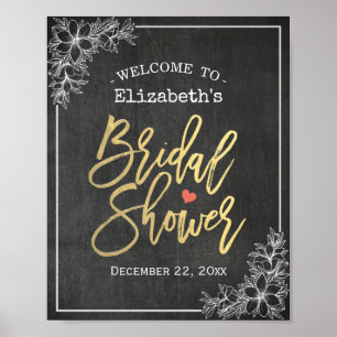 Chalkboard Floral Bridal Shower Welcome Reception Poster
