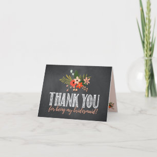 Chalkboard Floral Bridesmaid Thank You Card