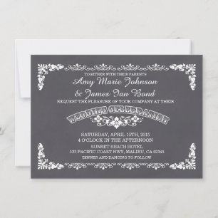 Chalkboard floral damask wedding invites deco3