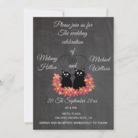 Chalkboard floral funny cute cat couple wedding