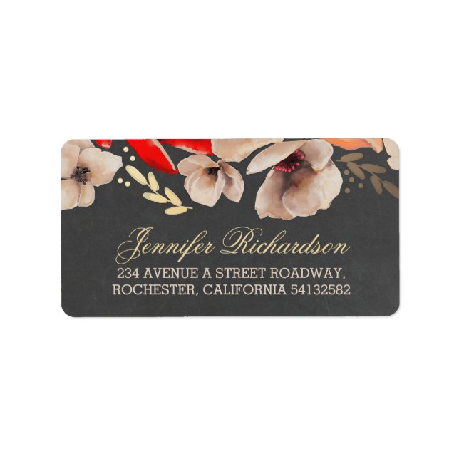 chalkboard floral gold wedding label (Front)
