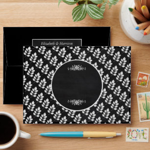 Chalkboard Floral Leaf Wedding Envelope
