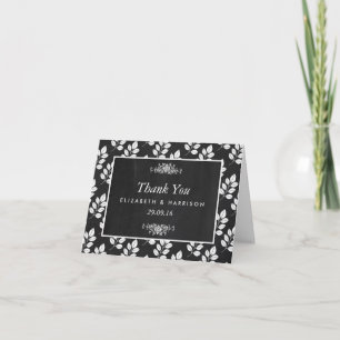Chalkboard Floral Leaf Wedding Thank You Card