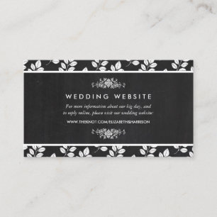 Chalkboard Floral Leaf Wedding Website Enclosure Card