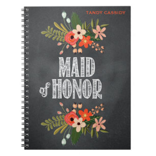 Chalkboard Floral Maid-of-Honour Notebook