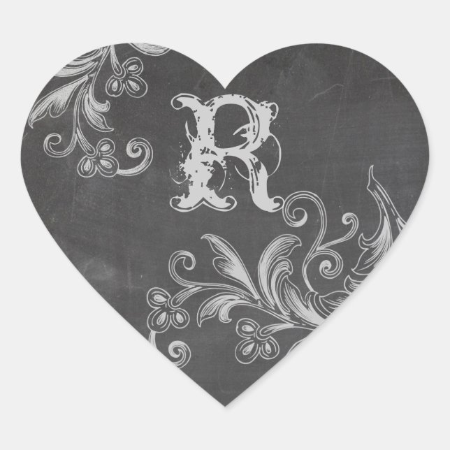 Chalkboard Floral Monogram Envelope Seal (Front)