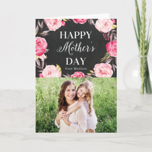 Chalkboard Floral   Mother's Day Photo Card