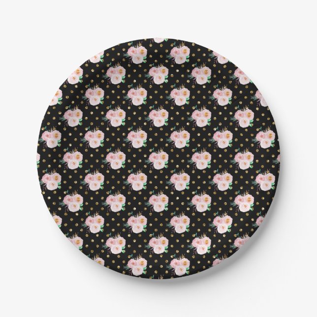 Chalkboard Floral Paper Plate (Front)