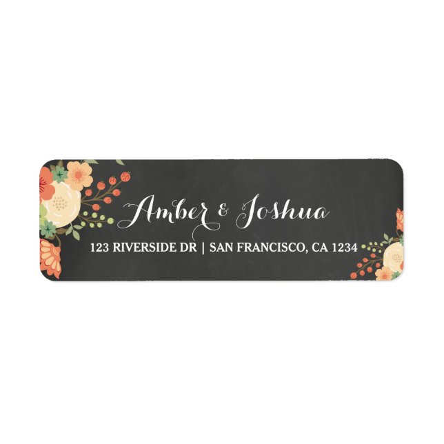 Chalkboard & Floral Return Address Label (Front)