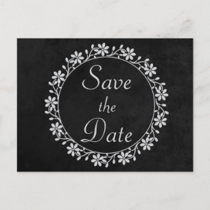 Chalkboard Floral Save the Date Flower Wedding Announcement Postcard