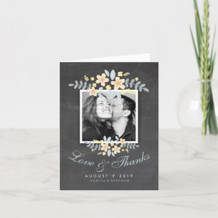 Chalkboard Floral Square Photo Love Thanks Card