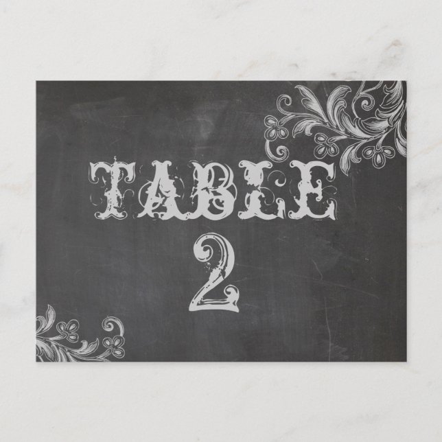 Chalkboard Floral Table Number Card (Front)