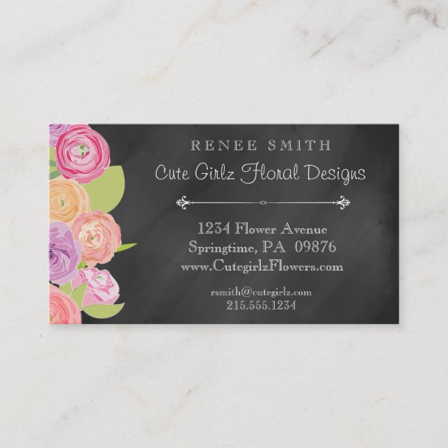 Chalkboard Florist & Floral Designer Business Card (Front)