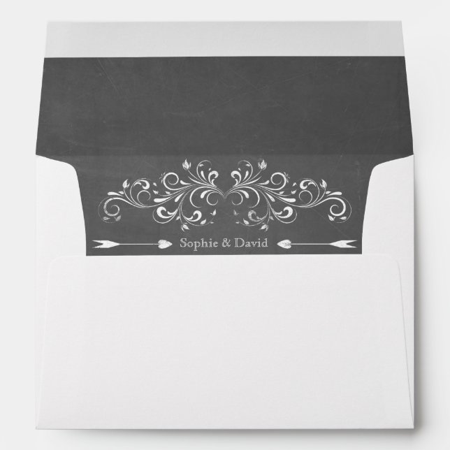 Chalkboard Flourish and Swirl | Wedding Envelopes (Back (Bottom))