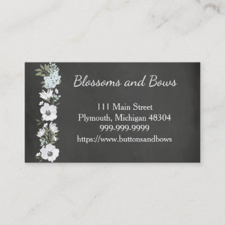 Chalkboard Flower Shop Business Card White Flowers