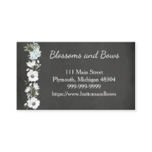 Chalkboard Flower Shop Business Card White Flowers
