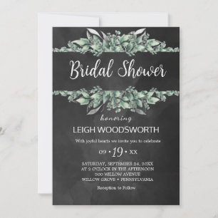 Chalkboard Foliage Bridal Shower Invitation