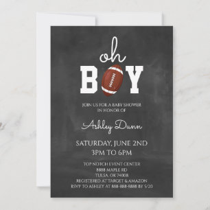 Chalkboard Football Baby Shower Invitation