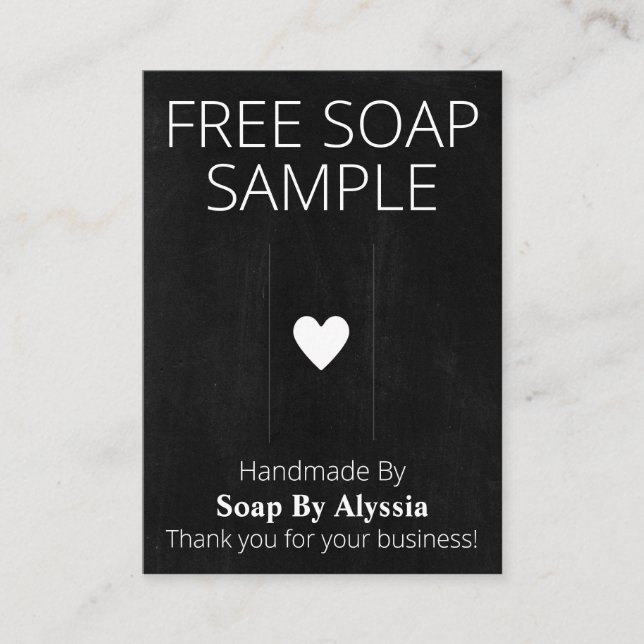 Chalkboard Free Sample Soap Display Card (Front)