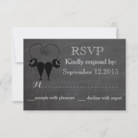 Chalkboard funny cat love couple wedding RSPV