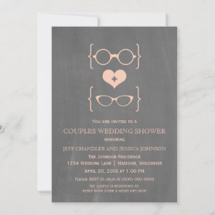 Chalkboard Geeky Glasses Couples Shower Invite