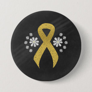 Chalkboard Gold Awareness Ribbon 7.5 Cm Round Badge