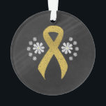 Chalkboard Gold Awareness Ribbon Ornament<br><div class="desc">Chalkboard style gold awareness ribbon with white flowers. The gold ribbon stands Childhood Cancer Awareness,  COPD Awareness,  Embryonal Rhabdomyosarcoma,  and Neuroblastoma Awareness. September is Childhood Cancer Awareness Month. November is COPD Awareness Month.</div>
