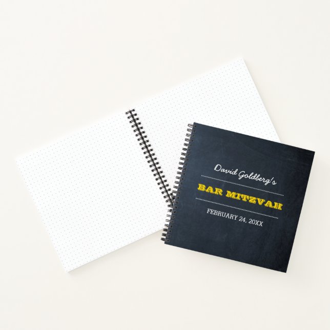Chalkboard Gold Bar Mitzvah Guest Book Notebook (Inside)