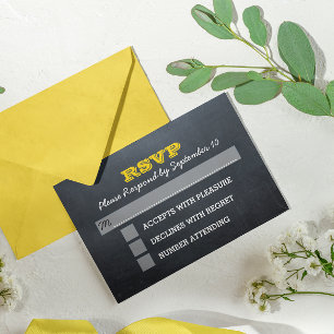 Chalkboard Gold Bar Mitzvah RSVP Card