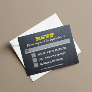 Chalkboard Gold Bar Mitzvah RSVP Card with Entree