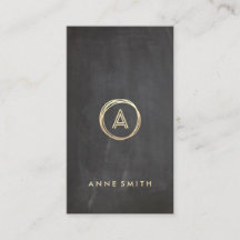 Chalkboard Gold Circle Modern Monogram Vertical
