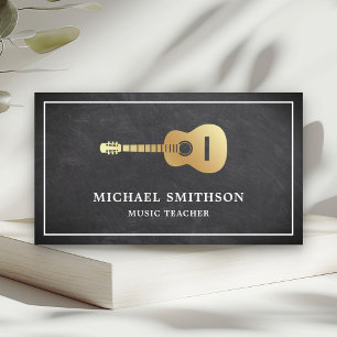 Chalkboard Gold Guitar Music Teacher Guitarist Business Card