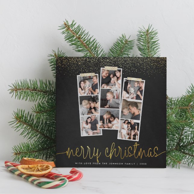 Chalkboard & Gold Merry Christmas Holiday Photo (The Card Front Mock-up)