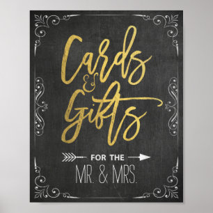 Chalkboard Gold Script Cards & Gifts Wedding Sign