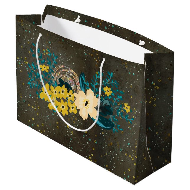 Chalkboard Gold Silver Stars Constellation Sky Large Gift Bag (Back Angled)